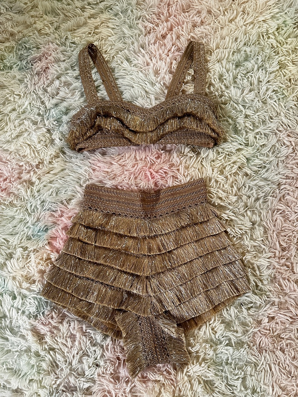 PatBo Fringe Bralette in Gold Size 4 - Picture 9 of 15